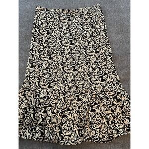 Women's Tan Jay Petite Paisley Black And White Skirt, XSP Xtra Small